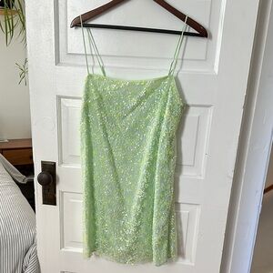 Green Sequins Spaghetti Strap Dress